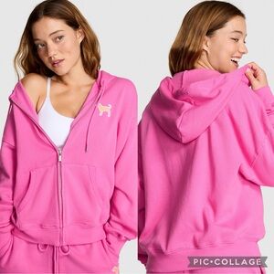 PINK Victoria's Secret Bright Pink Zip-Up Hoodie